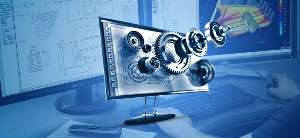Engineering visualization of a precision gear train and mechanical drivetrain assembly